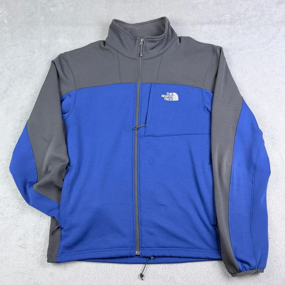 The North Face Mens Apex Bionic Softshell Jacket Blue Gray Full Zip Large AMWH